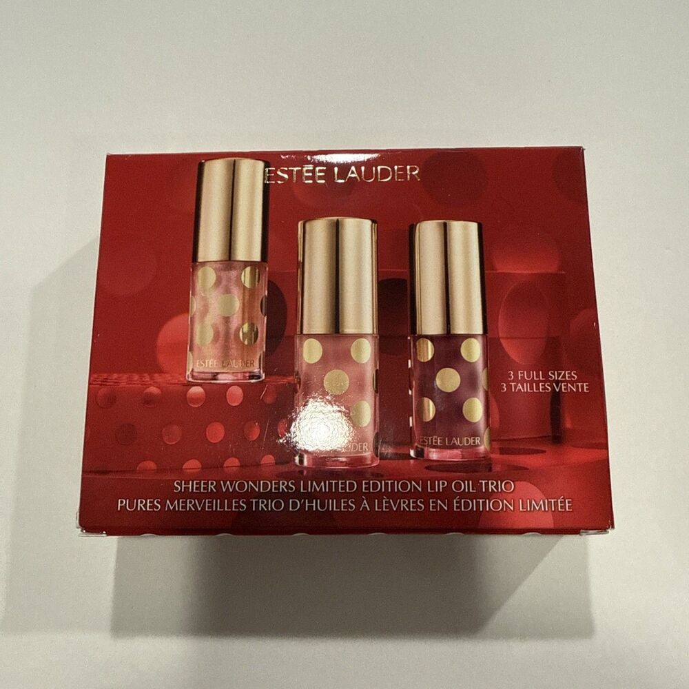 Estee Lauder Sheer Wonders Lip Oil Trio Set Cheer / Celebrate / Holiday Muse